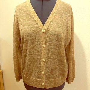 J.Crew sheer gold cardigan.